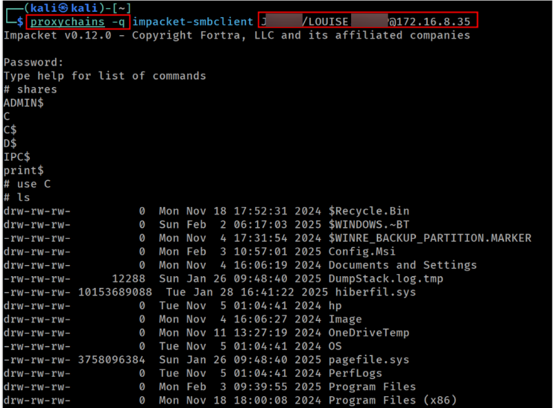 Using an established SMB session